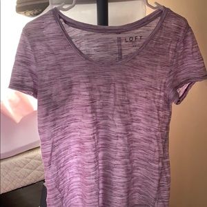 Loft pink grey striped T shirt
